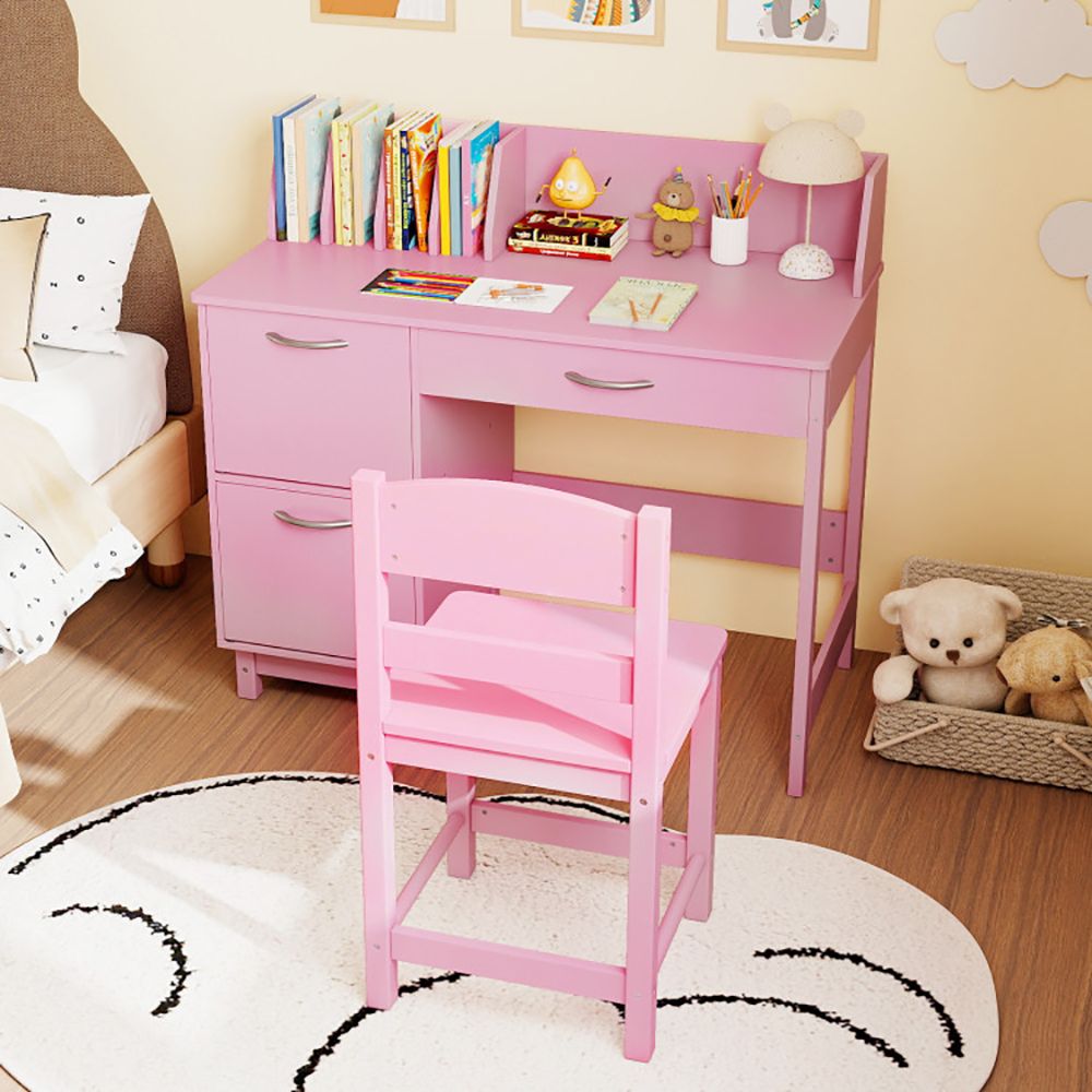 Wooden Kids Study Desk and Chair Set Student Workstation