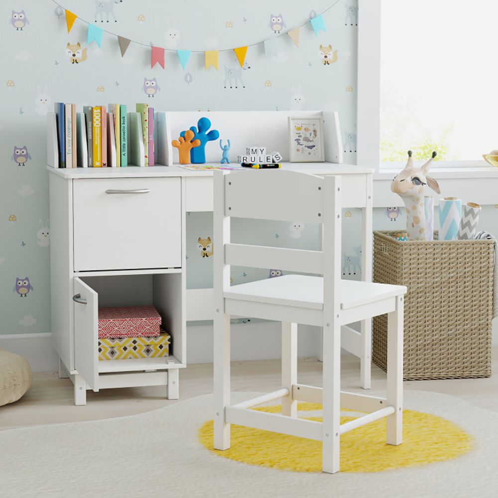Wooden Kids Study Desk and Chair Set Student Workstation