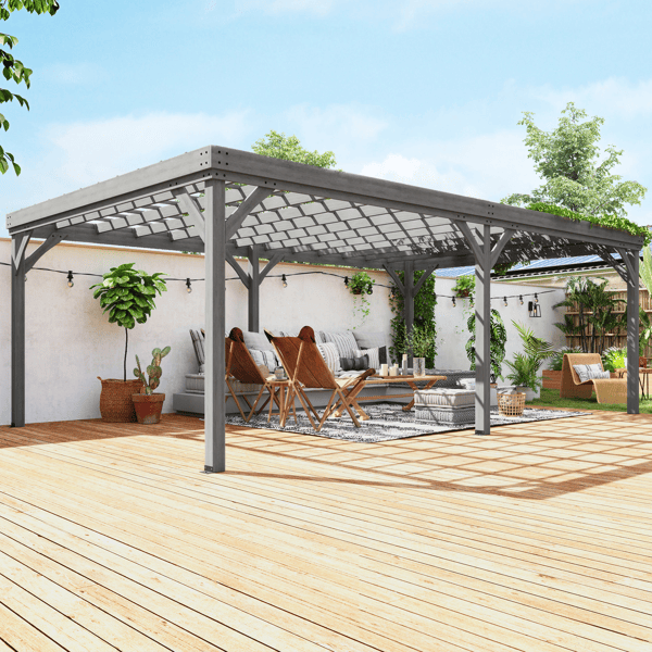 Wooden pavilion With seat
