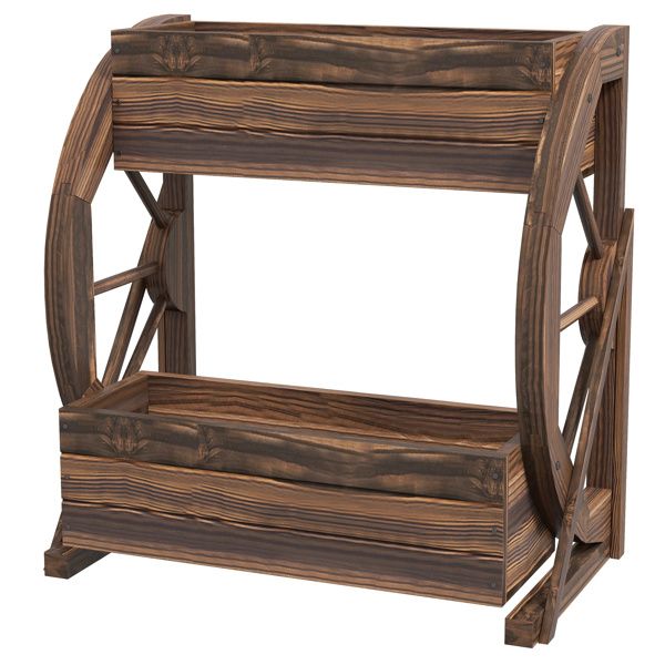 Wooden Planter Box, 2-Tier Raised Garden Bed, 22" x 13" x 22"