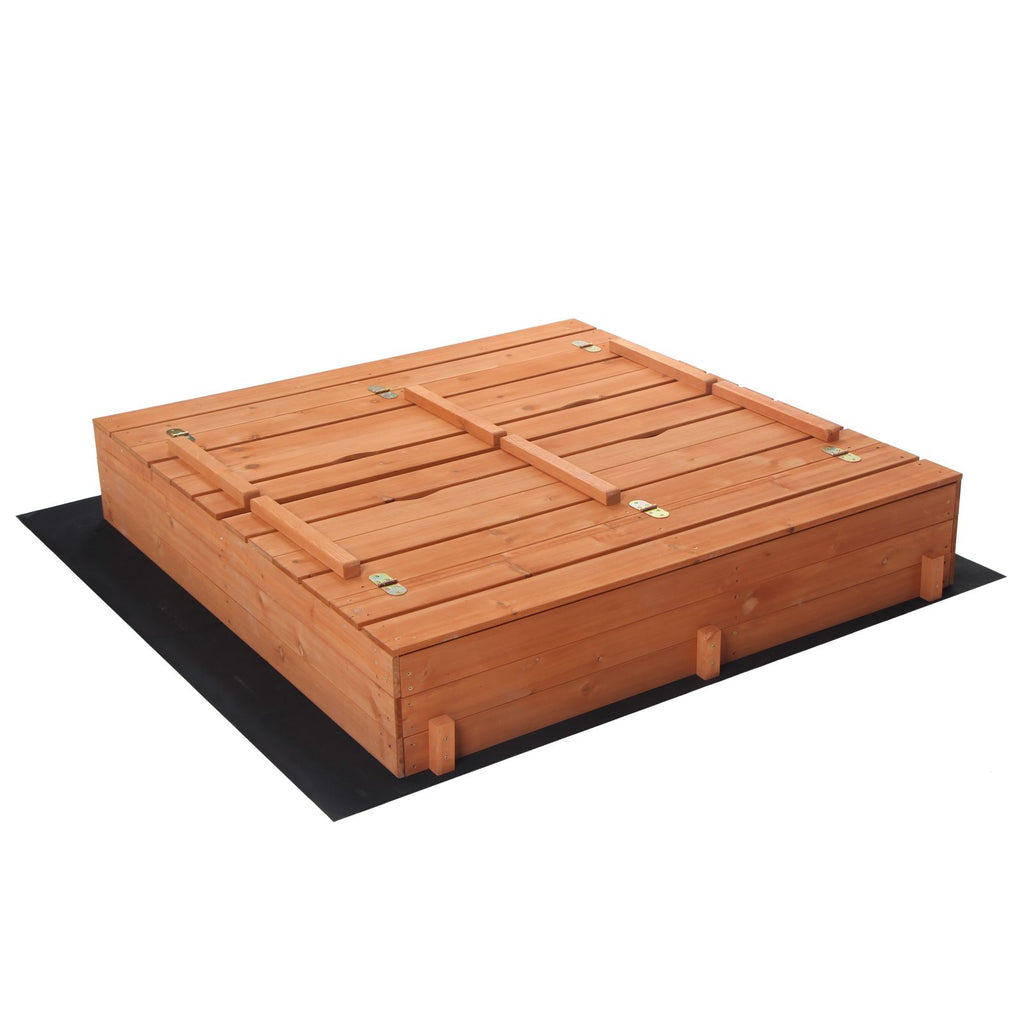 Wooden Sandbox Kids Outdoor Backyard Bench Play Sand Box