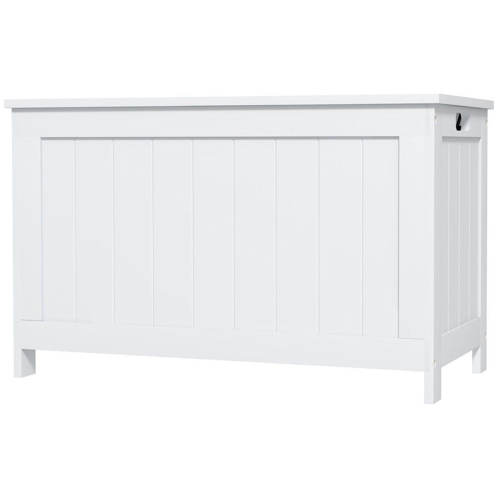 Wooden Storage Trunk 29.9" with Safety Hinges Bench Side Handles Chest Playroom White