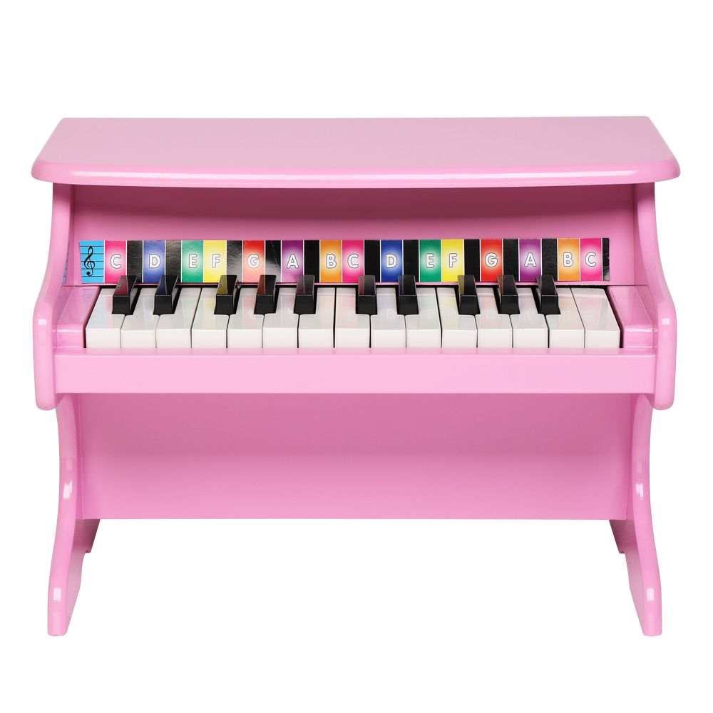 Wooden Toys: 25-key Children's Wooden Piano / Vertical (without Chair) Mechanical Sound Quality Pink RT