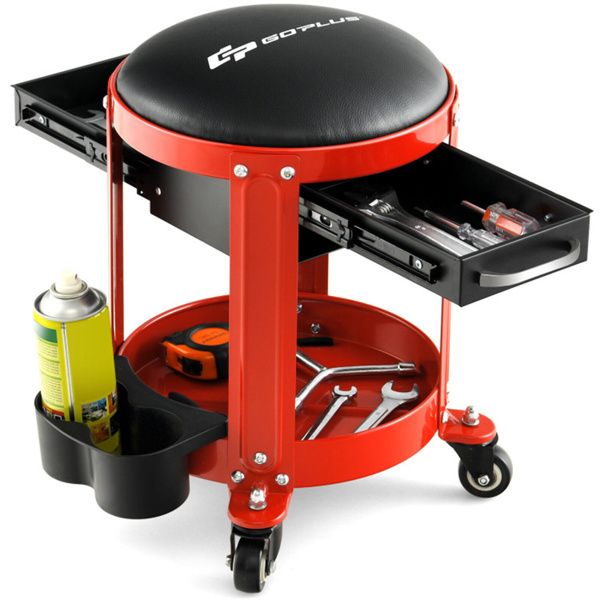 Workshop Creeper Seat with Removable Padded Seat and Drawers
