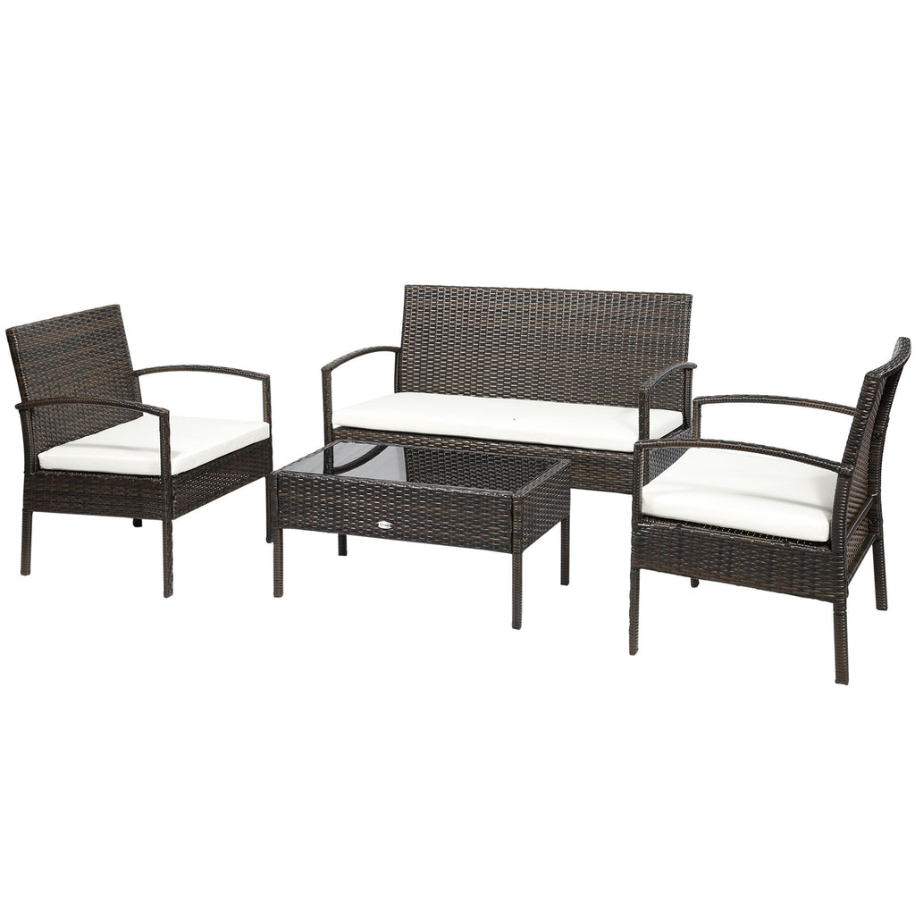 Woven Sanctuary 4-Piece Alfresco Retreat with Tabletop, Brown
