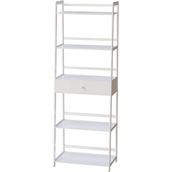 WTZ Bookshelf; Ladder Shelf with Drawers; 5 Tier Tall Bookcase; Modern Open Book Case for Bedroom; Living Room; Office; BC-239 White