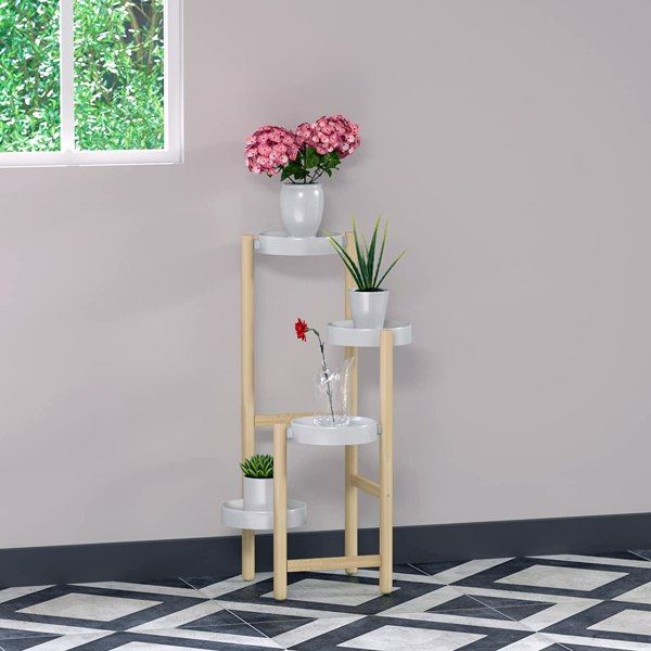 WTZ Plant Stand Indoor; Bamboo Plant Shelf; 4 Tier Tall Plant Stand Outdoor for Multiple Plants; Plant Shelves for Window Garden Balcony Living Room