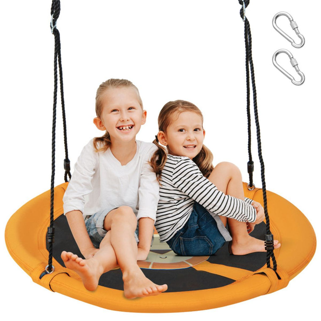 Yellow 40" Saucer Tree Swing, 2 Hanging Ways 360° Rotation Adjustable Ropes 46.5"-68"