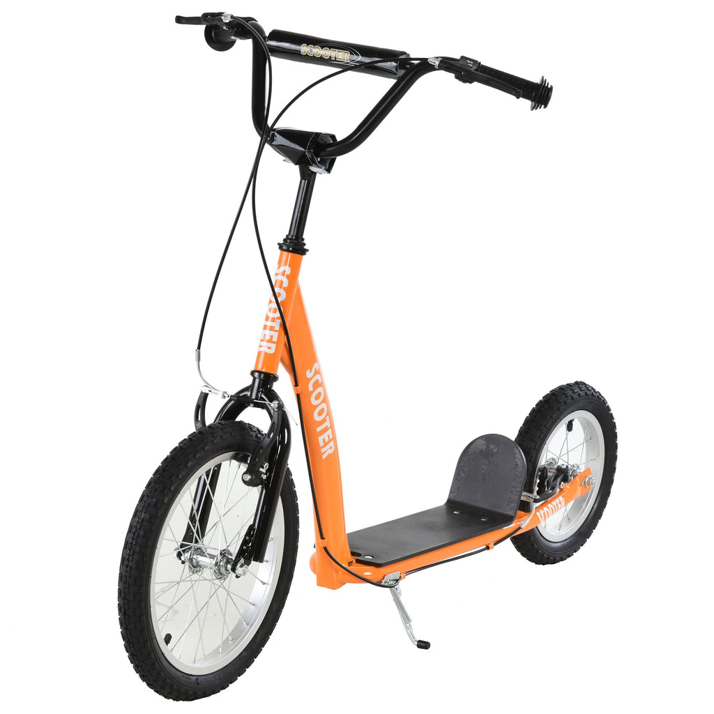 Youth Scooter Kick Scooter with Adjustable Handlebar, Front and Rear Dual Brakes & Inflatable Wheels, for Kids 5+, Orange