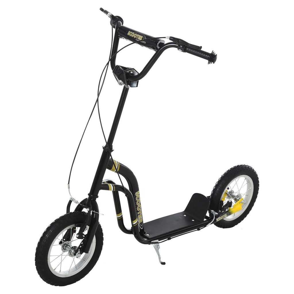 Youth Scooter with Dual Brakes, 12-Inch Inflatable Wheel, Black, for Ages 5+