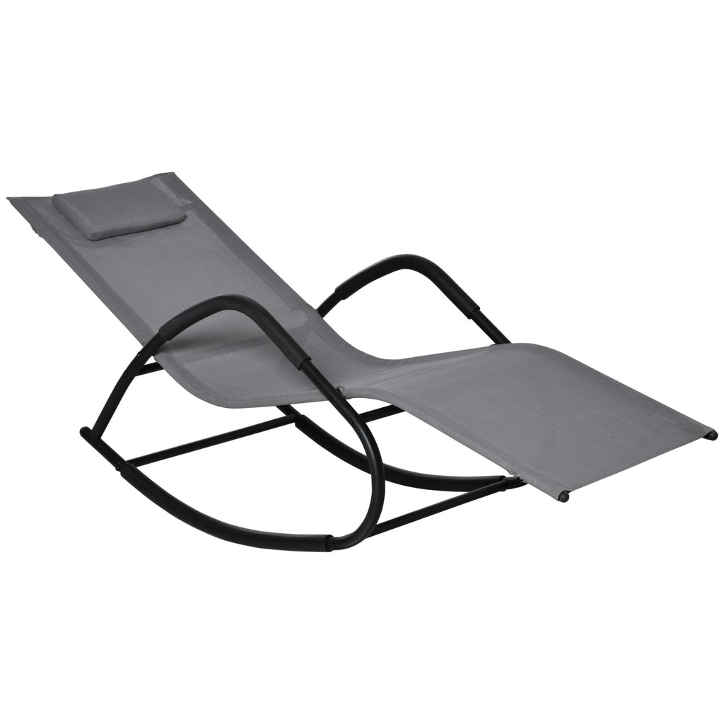 Zero-Gravity Relaxation: Gray Patio Rocking Sun Lounger for Poolside Unwinding
