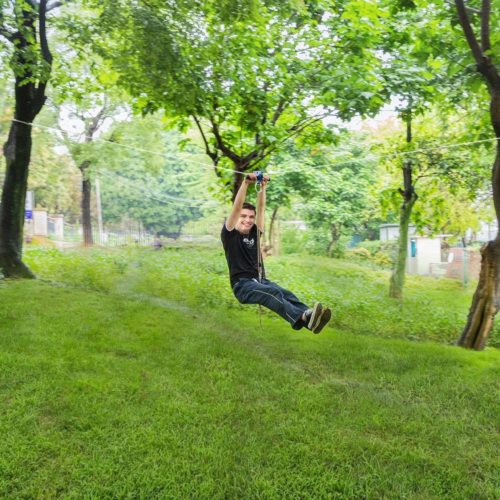 Zip Line Kit for Kids and Adult Hand Shank Disk Safety Rope Wire Rope